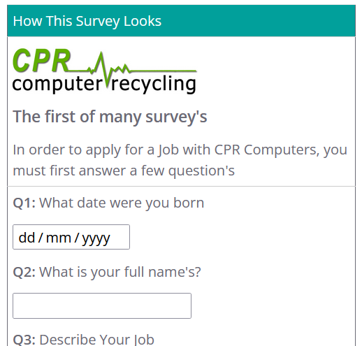 Editing a survey from the survey preview
